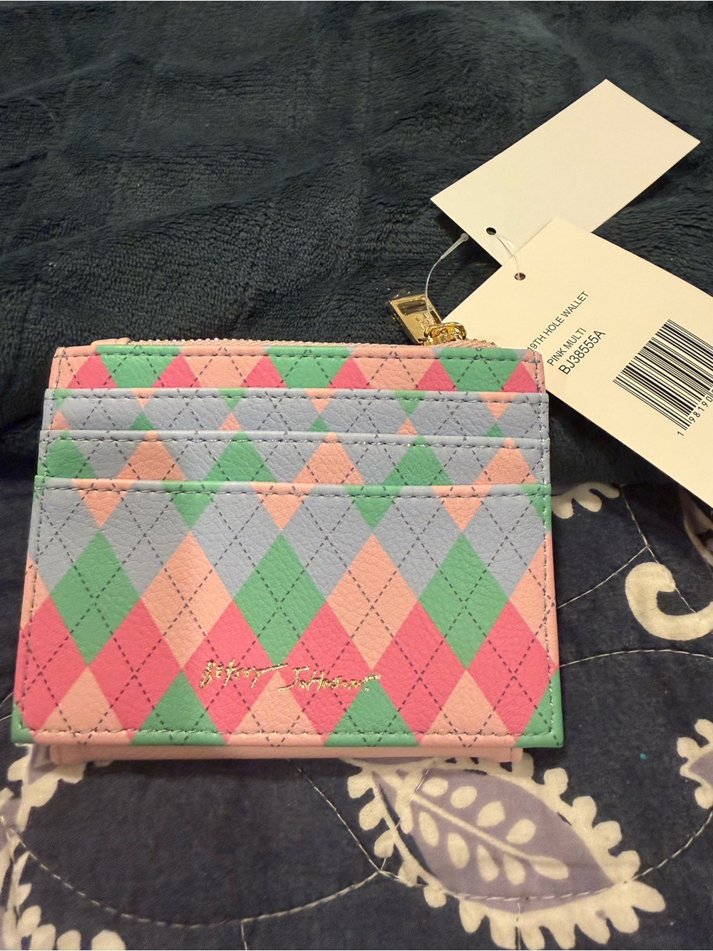 NWT Betsey Johnson Pink Golf-Themed Card Wallet with Colorful Trim - Picture 3 of 5
